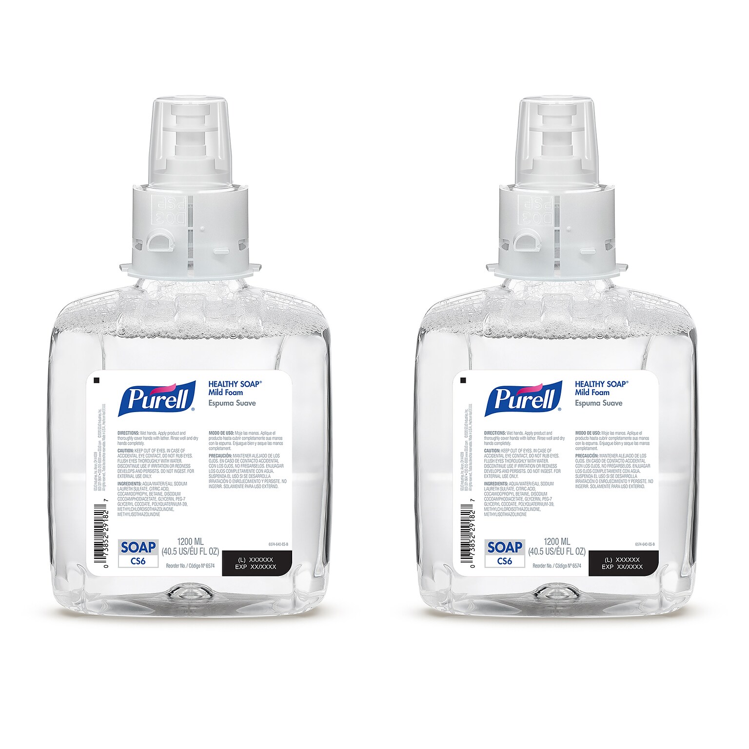 PURELL HEALTHY SOAP Foaming Hand Soap Refill for CS6 Dispenser, 1200 ml, 2/Carton (6574-02)