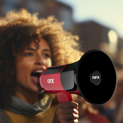 QFX BT-1000 QFXBT1000RED Rechargeable Solar Megaphone, 5-Watt, Red/Black