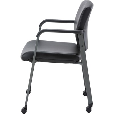 Lorell Healthcare Upholstery Vinyl Guest Chair with Casters, Black (LLR30951)