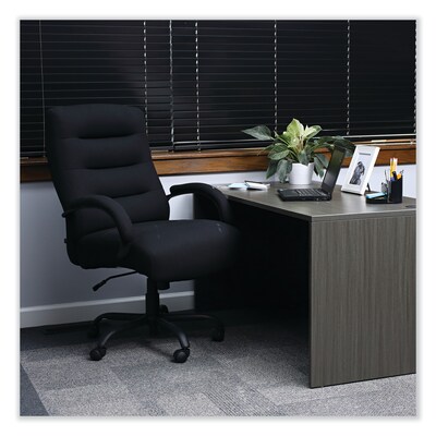 Alera® Kësson Series Big & Tall Fixed Arm Fabric Swivel Computer and Desk Chair, Black (12010-00)