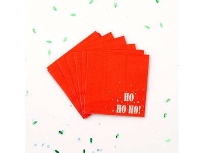 Pukka Party Ho Ho Ho! Christmas Paper Napkins, Red, 16/Pack (PTY555)