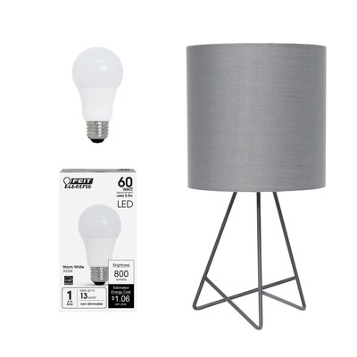 Creekwood Home Glamora 14" LED Table Lamp, Gray (CWT-2029-GO-LB)