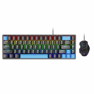 SaharaCase Wired Gaming Keyboard & Mouse Combo, Black/Blue (KB32)
