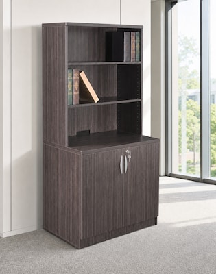 Boss Office Products Storage Cabinet/Bookcase Combo, Driftwood (GROUPA24-DW)