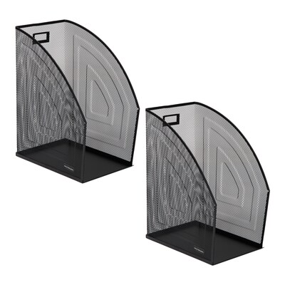 Mind Reader Vertical File Storage Desktop Organizer, Metal, Black, 2/Pack (JMAG2-BLK)