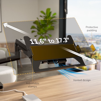 Mount-It! Laptop Desk Mount with Pole and Gas Spring Arm for 11.6" to 17.3" Laptops, Holds Up to 19.8 lbs., Black (MI-12006)