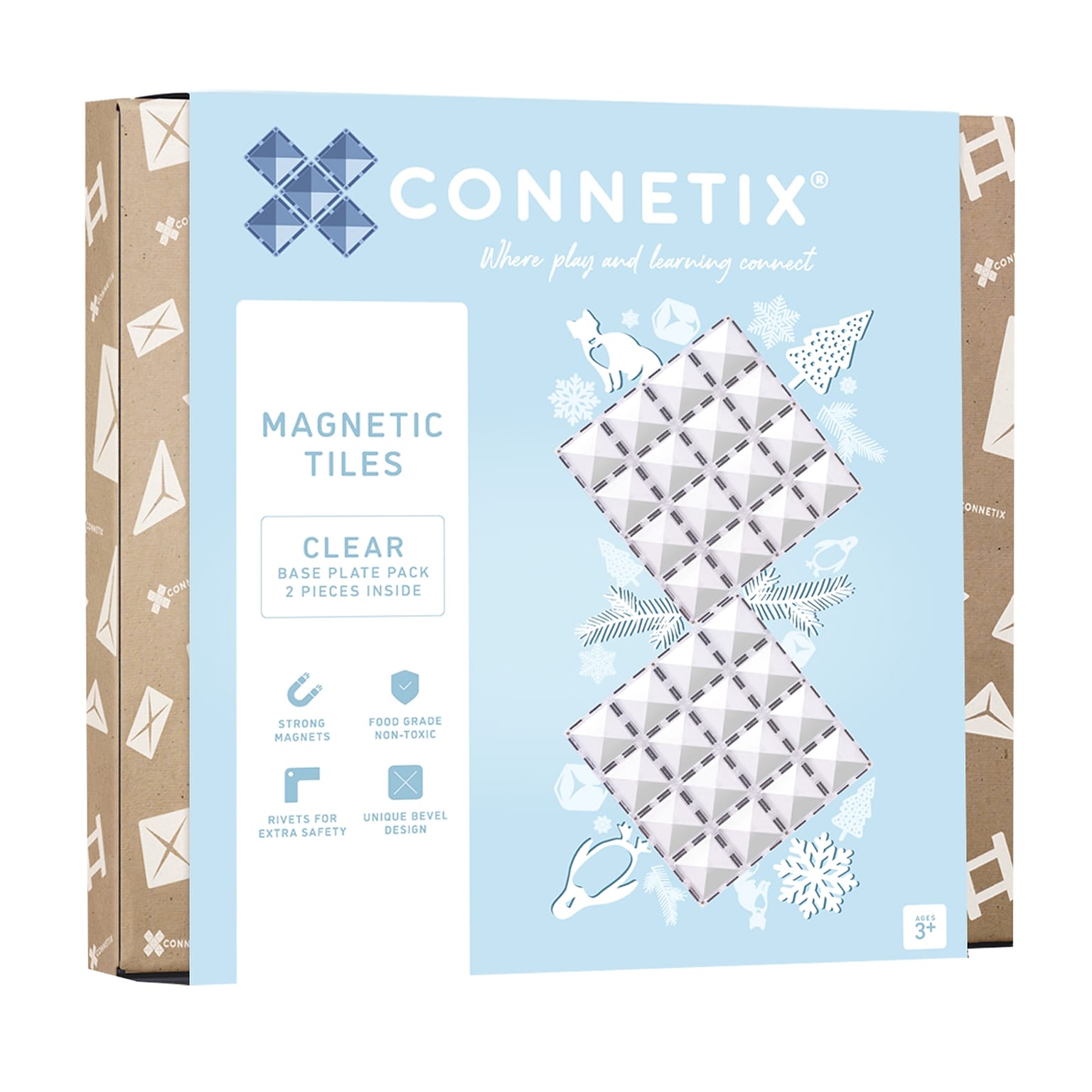 Connetix Magnetic Tiles Clear Base Plate Pack, 2 Pieces (CNTC00002BP)