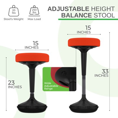 Uncaged Ergonomics Wobble Fabric Backless Stool, Red (WSR)