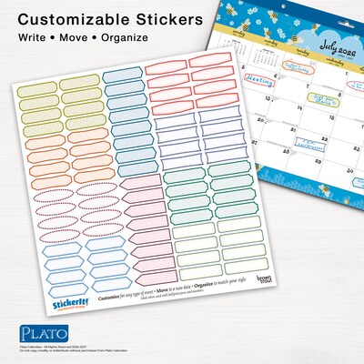 2026-2027 Plato Busy Bees 14" x 10" Academic Monthly Desk Pad Calendar (9798330708116)