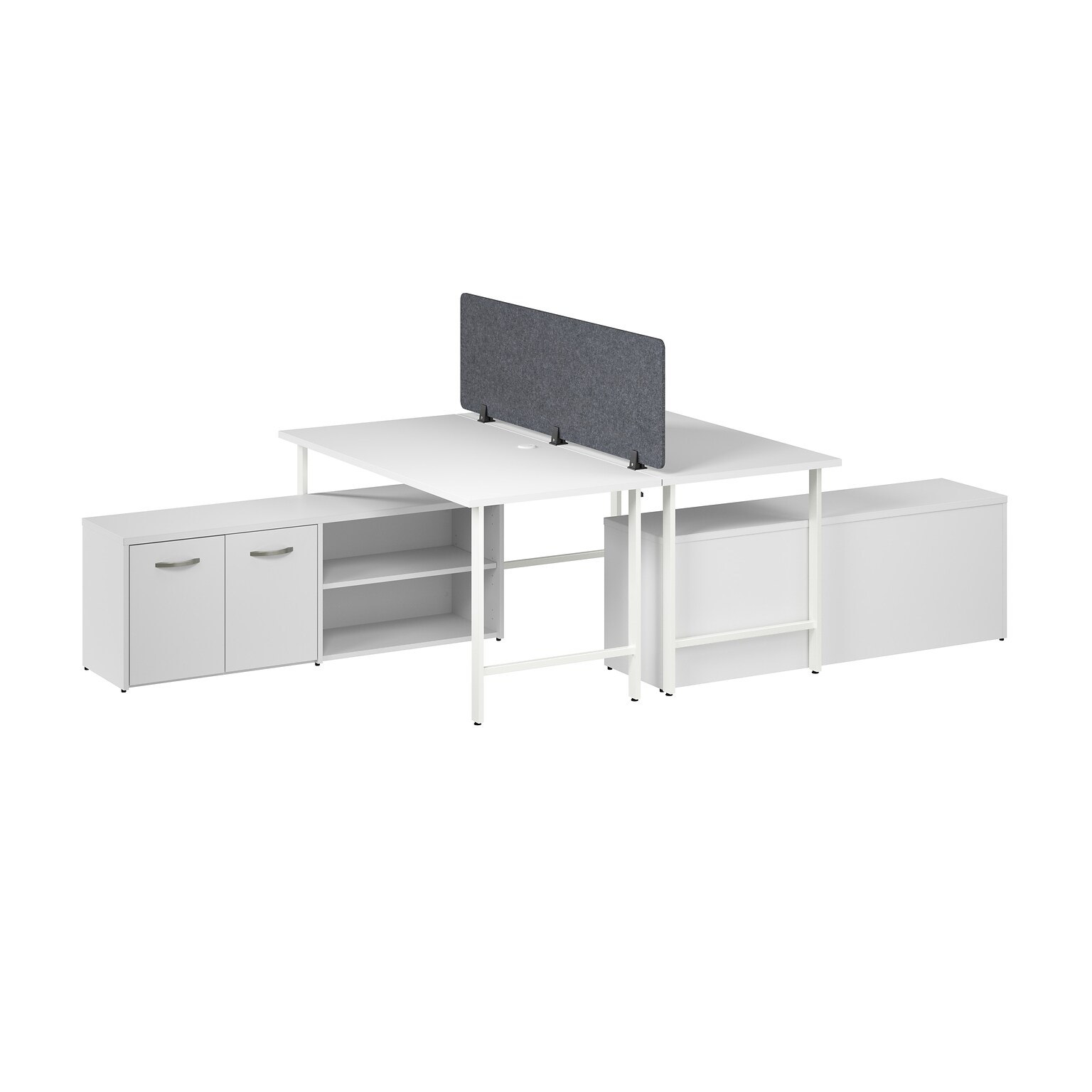 Bush Business Furniture Hustle 30H x 60W 2 Person Back to Back Cubicle Workstation, White (HUS015WH)