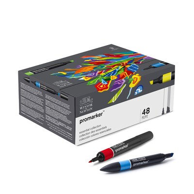 Winsor & Newton Promarker Dual-Tip Alcohol Based Marker, Essential Collection, 48/Pack (WNX0290067)