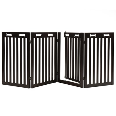 Arf Pets Freestanding 360° Foldable Dog Gate, 4-Panel Extension, 80W x 31.5H, Rich Espresso (APDGW