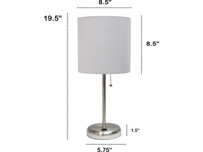 Creekwood Home Oslo LED Table Lamp, Brushed Steel/Gray (CWT-2012-GY)