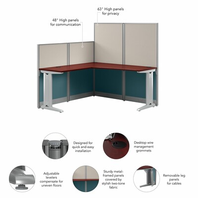 Bush Business Furniture Office in an Hour 65W x 65D L Shaped Cubicle Desk, Hansen Cherry (WC36494-03K)