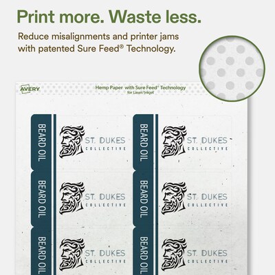 Avery Hemp Rectangle Laser/Inkjet Multipurpose Labels, 2" x 3-3/4", Off-White (160/Pack)
