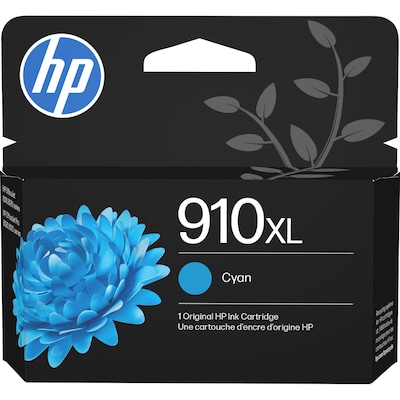 HP 910XL Cyan High Yield Ink Cartridge, Prints Up to 700 Pages (3YL62AN#140)