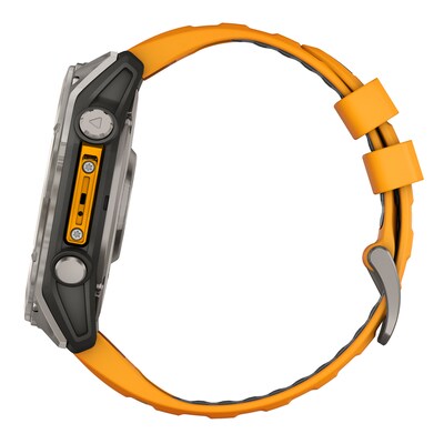 Garmin fenix 8 AMOLED Multisport GPS Watch, 51-mm, Titanium Stainless Steel Bezel with Orange/Graphite Band (010-02905-10)