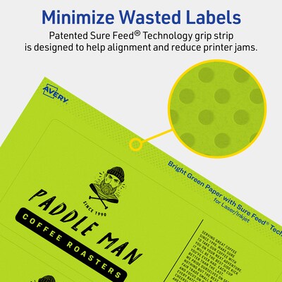 Avery Printable Rectangle Multipurpose Labels, 3" x 7", Bright Green, 120/Pack (94250)