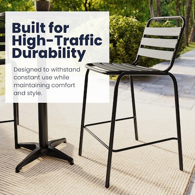 Flash Furniture Lila Commercial Indoor-Outdoor Restaurant Bar Height Stool, Black (TLH015HBK)