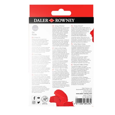 Daler-Rowney Simply... Oil Paint, Assorted Colors, 12ml, 6/Set, 3 Sets/Bundle (DRWD118500006-3)