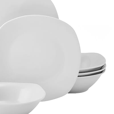 Studio Nova Square Porcelain Dinnerware Set, Tara White, 12 Piece (TAP5323458)