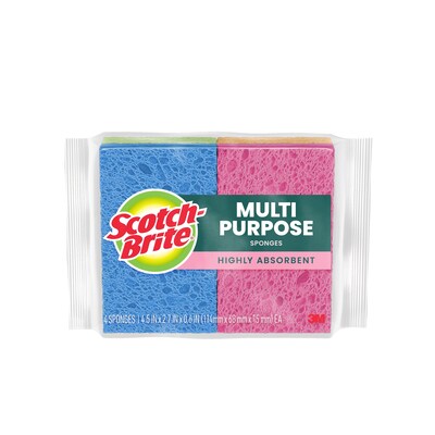 Scotch-Brite Handy Multi-Purpose Sponges, Assorted Colors, 4 Sponges/Pack (7274-FD)