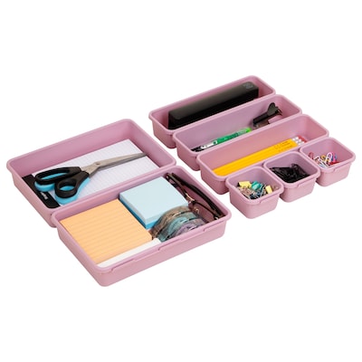 Staples 8-Piece Plastic Drawer Organizer Set, Dusty Pink (ST63890)