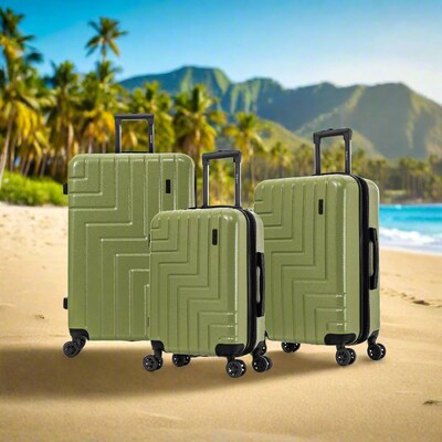 DUKAP Zahav 3-Piece Hardside Spinner Luggage Set, TSA Checkpoint Friendly, Green (DKZAHSML-GRN)