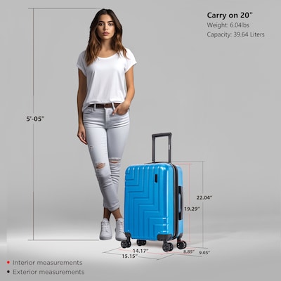 DUKAP Zahav 21.04" Hardside Carry-On Suitcase, 4-Wheeled Spinner, TSA Checkpoint Friendly, Teal (DKZAH00S-TEA)