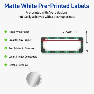 Avery Rectangle Multipurpose Labels, 1 x 2-5/8, White, 160/Pack (19479370403)
