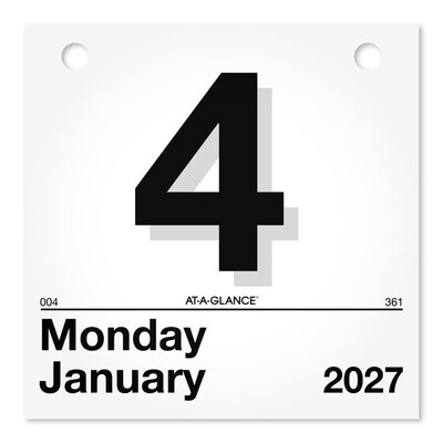2027 AT-A-GLANCE Today Is 6.63 x 9.13 Daily Wall Calendar, White/Black (K1-00-27)