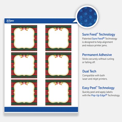 Avery Square Multipurpose Labels, 3" x 3", White, 60/Pack (19479370518)