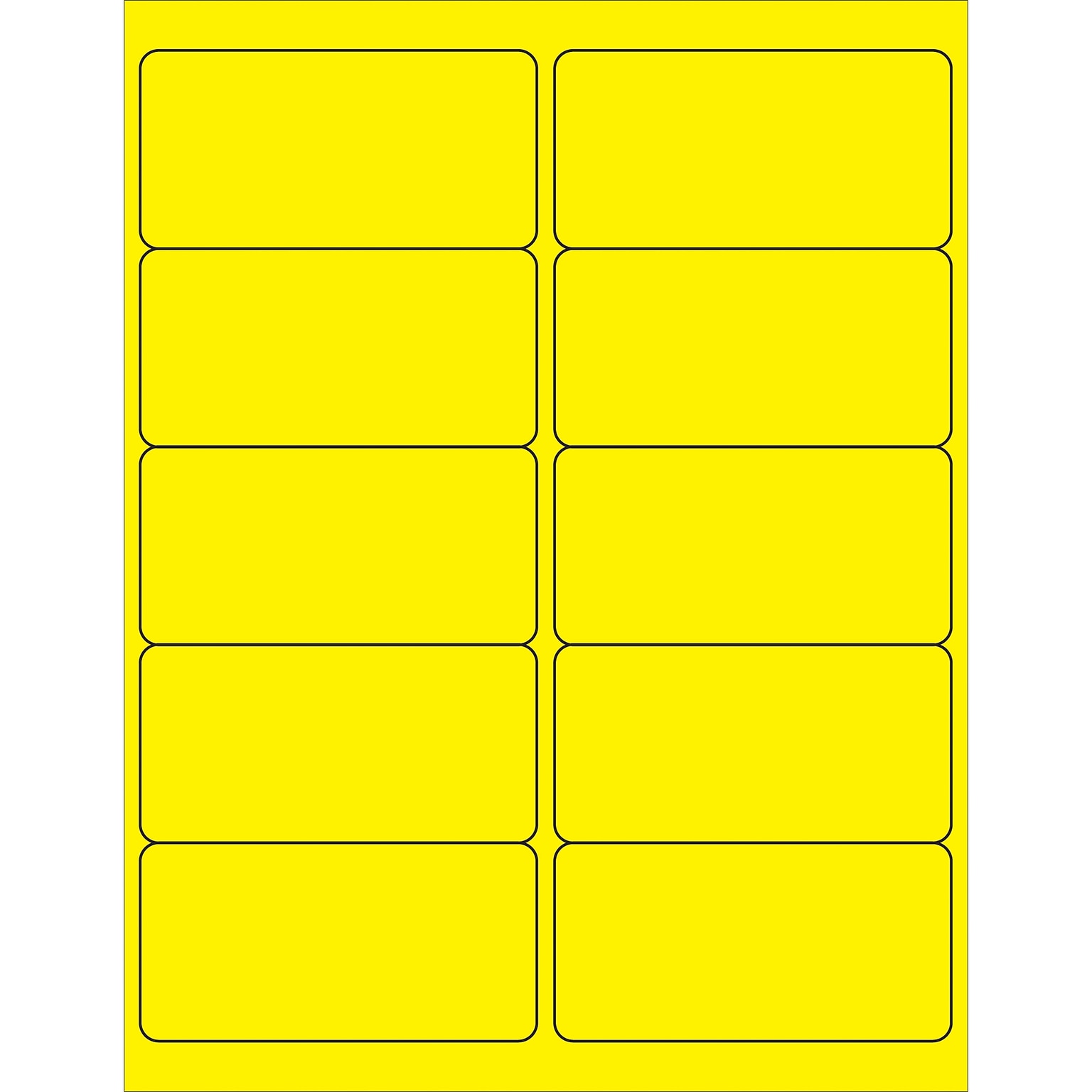 Tape Logic Laser Rectangle Labels, 4 x 2, Fluorescent Yellow, 1000/Carton (LL178YE)