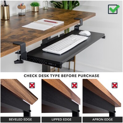 Mount-It! Adjustable 30"W Clamp-On Keyboard and Mouse Tray, Black (MI-7181)