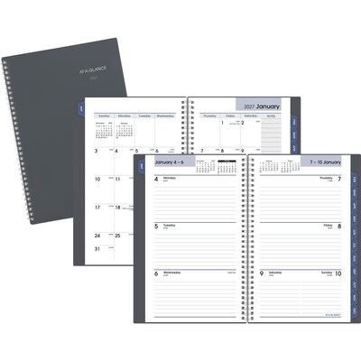 2027 AT-A-GLANCE DayMinder 5 x 8 Weekly & Monthly Planner, Plastic Cover, Gray (GC200-07-27)