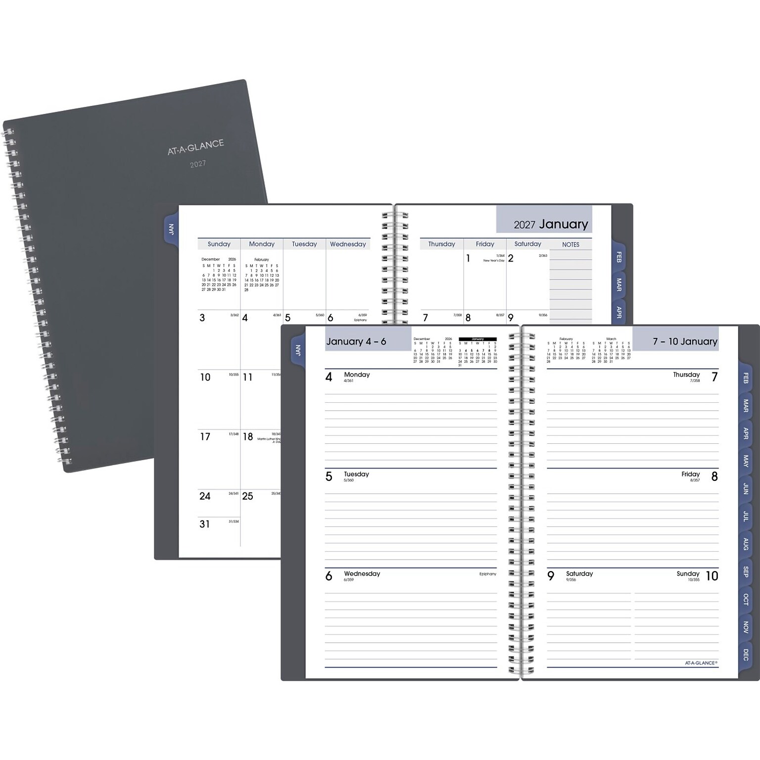 2027 AT-A-GLANCE DayMinder 5 x 8 Weekly & Monthly Planner, Plastic Cover, Gray (GC200-07-27)