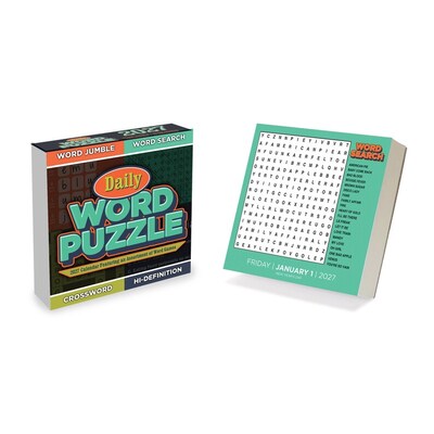 2027 TF Publishing Daily Word Puzzle 4.25 x 5.25 Daily Day-to-Day Calendar, Multicolored (27-3018)