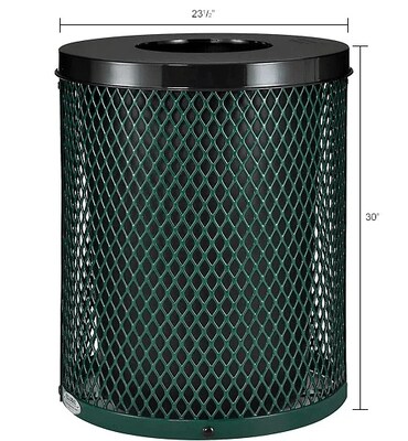 Global Industrial Outdoor Diamond Steel Trash Can w/ Flat Lid, 36 Gallon, Green (261924GN)
