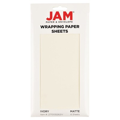JAM Paper Gift Wrap, 25 x 20, Ivory, 6/Pack(2770135262IV)