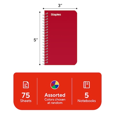 STAPLES Memo Book, 3” x 5”, Side-Bound, Ruled
