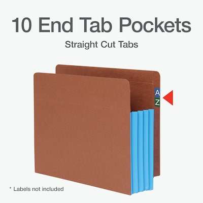 Pendaflex File Pocket, 3 1/2 Expansion, Letter Size, Brown/Blue, 10/Box (1007026)