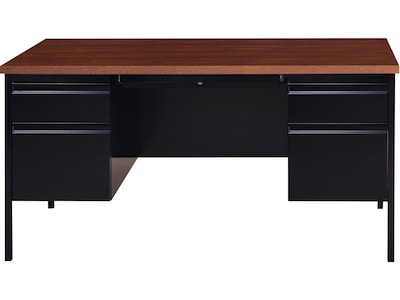 Hirsh 60W Double-Pedestal Computer Desk, Black/Walnut (20101)