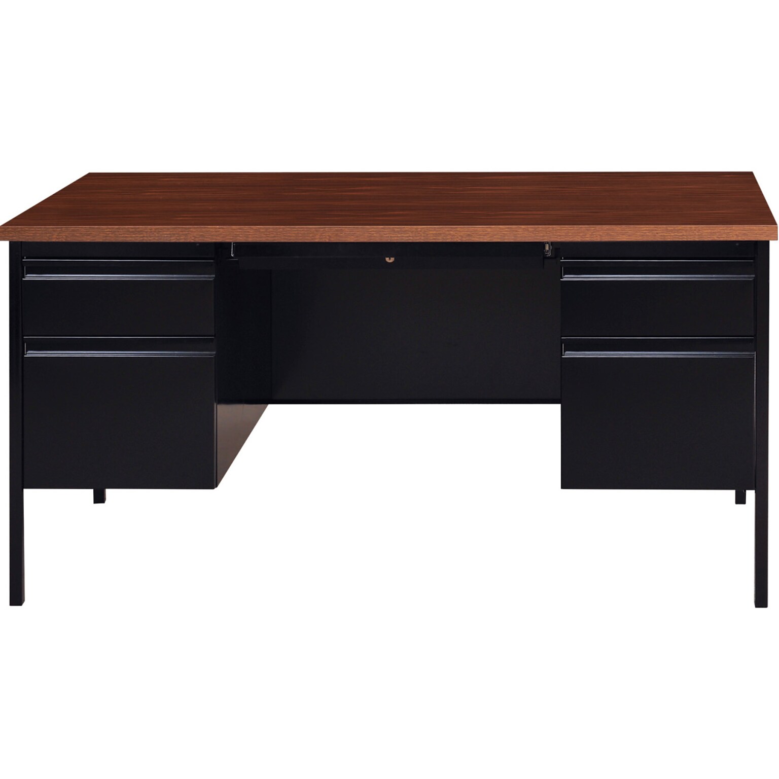 Hirsh 60W Double-Pedestal Computer Desk, Black/Walnut (20101)