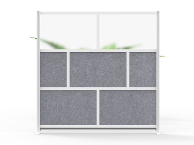 Luxor Modular Room Divider Starter Wall, 70H x 70W, Gray PET/Frosted Acrylic (MW-7070-FCG)