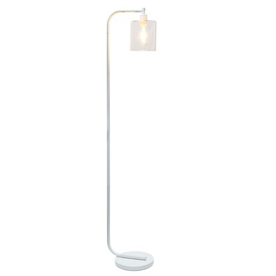 Simple Designs Antique Style Industrial Iron Lantern Floor Lamp with Glass Shade, White (LF1036-WHT)