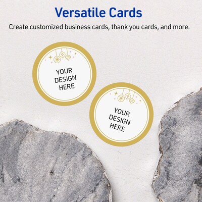 Avery Gold-Metallic Ornaments Matte Blank Card, White, 120/Pack (S00-FH7)