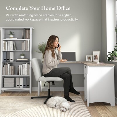 Bush Furniture Salinas 60" L-Shaped Desk, Shiplap Gray/Pure White (SAD160G2W-03)