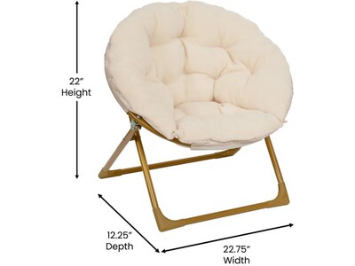 Flash Furniture Gwen Faux Fur Kids' Folding Saucer Chair, Ivory (FV-FMC-030-IV-SGD-GG)