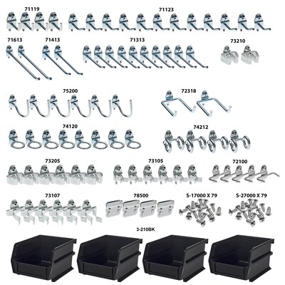 Triton Products DuraHook Kit, 79 Assorted Pegboard Hooks and 4 Bins (76983)