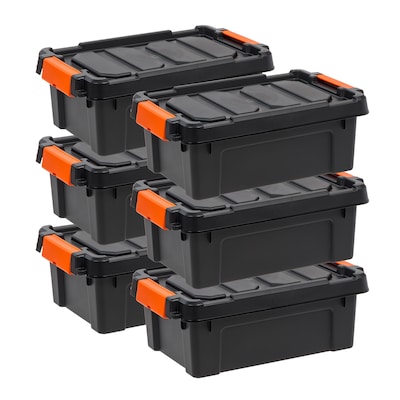 Iris 13 Quart Heavy Duty Store-It-All Plastic Latching Storage Tote, Black, 6/Pack (500151)